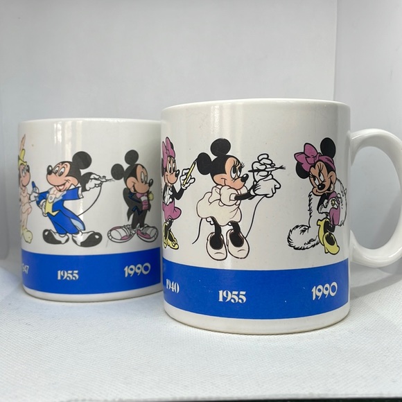 Vintage Other - Vintage Applause Disney Through the Years Minnie & Mickey Mouse Mugs 1928 - 1990
